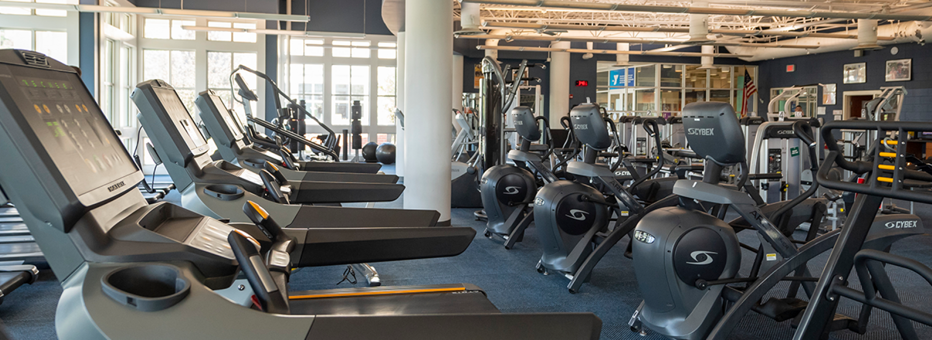 Treadmills and ellipticals on the wellness floor