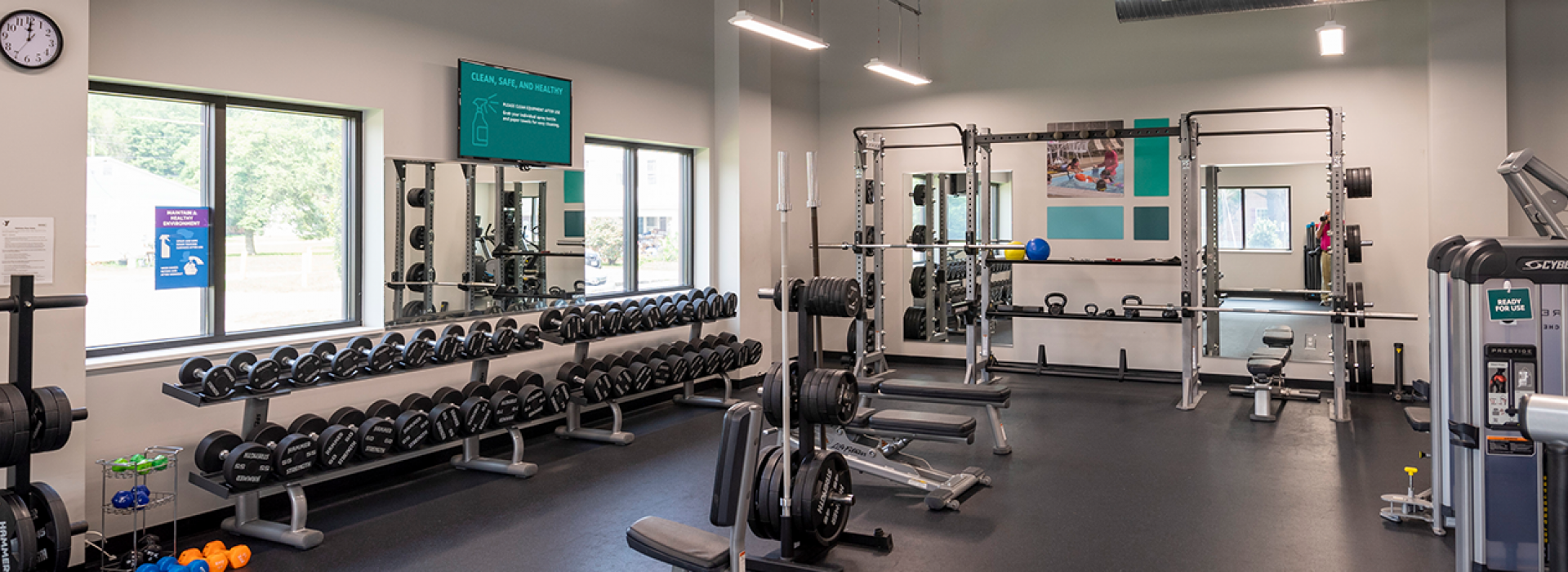 Weights and strength equipment on the wellness floor