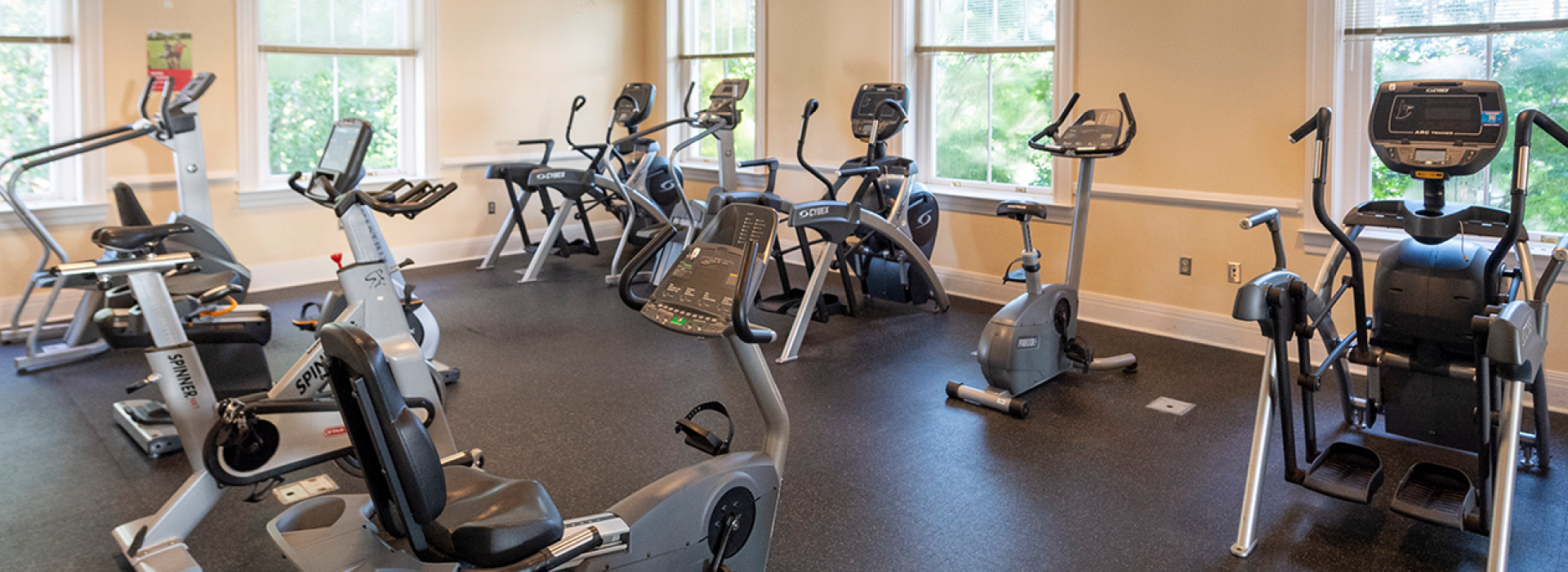Workout machines in a room