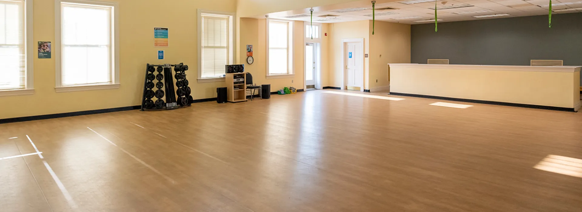 Group exercise room at the Fort Monroe YMCA