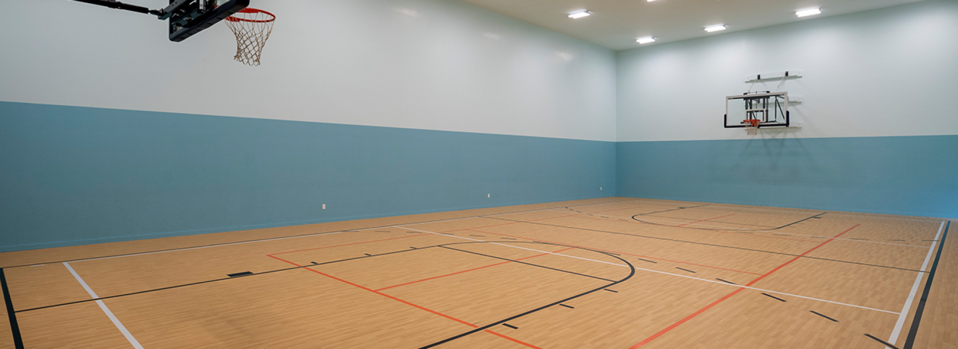 Gym with basketball hoops